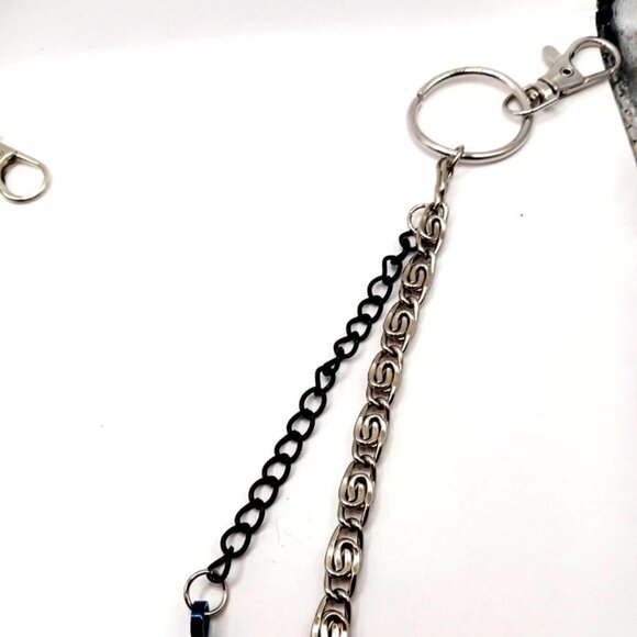 Mens Wallet Or Pants Single Layer With Black + Blue Metal Cross -20" - Picture 6 of 9